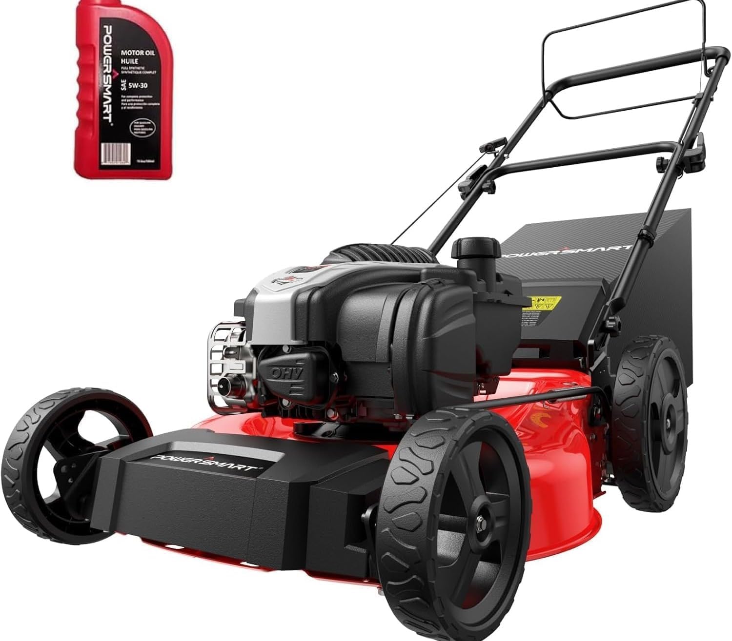 PowerSmart 21-Inch Self-Propelled Lawn Mower - 140cc B&S Engine, 3-in-1 Mulching, 6 Cutting Heights, Heavy-Duty Steel Deck