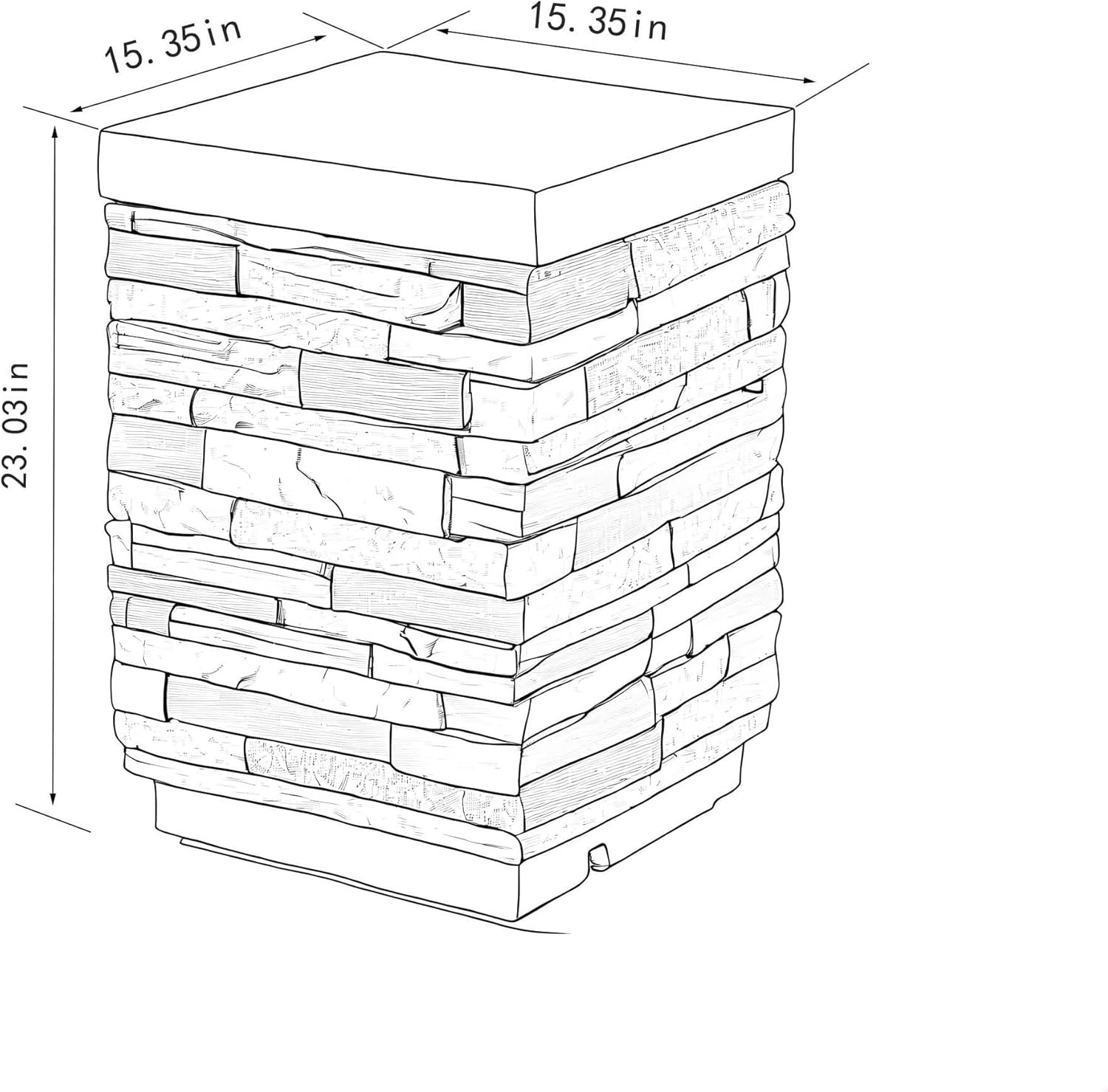 GDFStudio Propane Tank Cover Outdoor Concrete Tank Holder Square Tank Storage Hideaway Side Table for Fire Pits Gas Tank Holder Storage Gas Bottle Cover, Sandstone