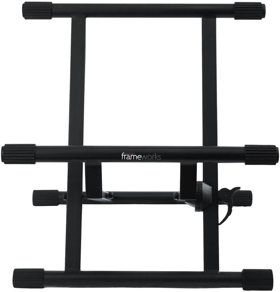Gator Frameworks Adjustable Guitar Amp Stand; Fits Most Combo Amplifiers (GFW-GTR-AMP) & Rok-It Multi Guitar Stand Rack with Folding Design; Holds up to 5 Electric or Acoustic Guitars (RI-GTR-RACK5)