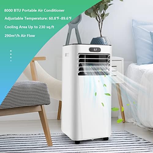 PETSITE Portable Air Conditioner, 3-in-1 AC Cooling Unit Dehumidifying, Fan & Air Cooler Function, Remote Control, Window Kit Included (8000BTU, White)