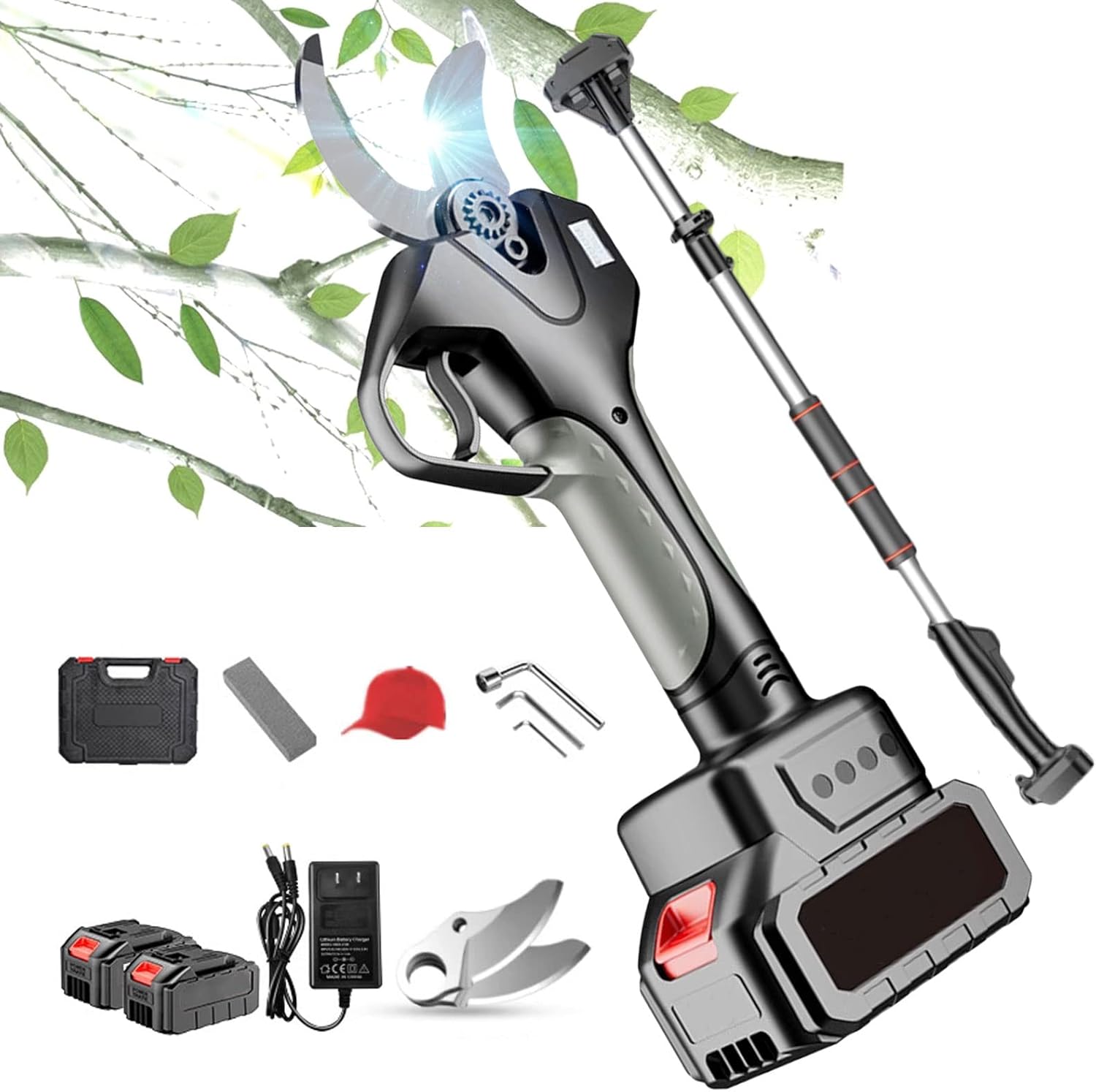 40Mm/1.57 Inch Professional Electric Pruning Shears, Cordless Battery Powered Portable Tree Branch Pruner with Digital Display, Tree Pruners for Gardening Rechargeable Outdoor Branch Cutter Small gi