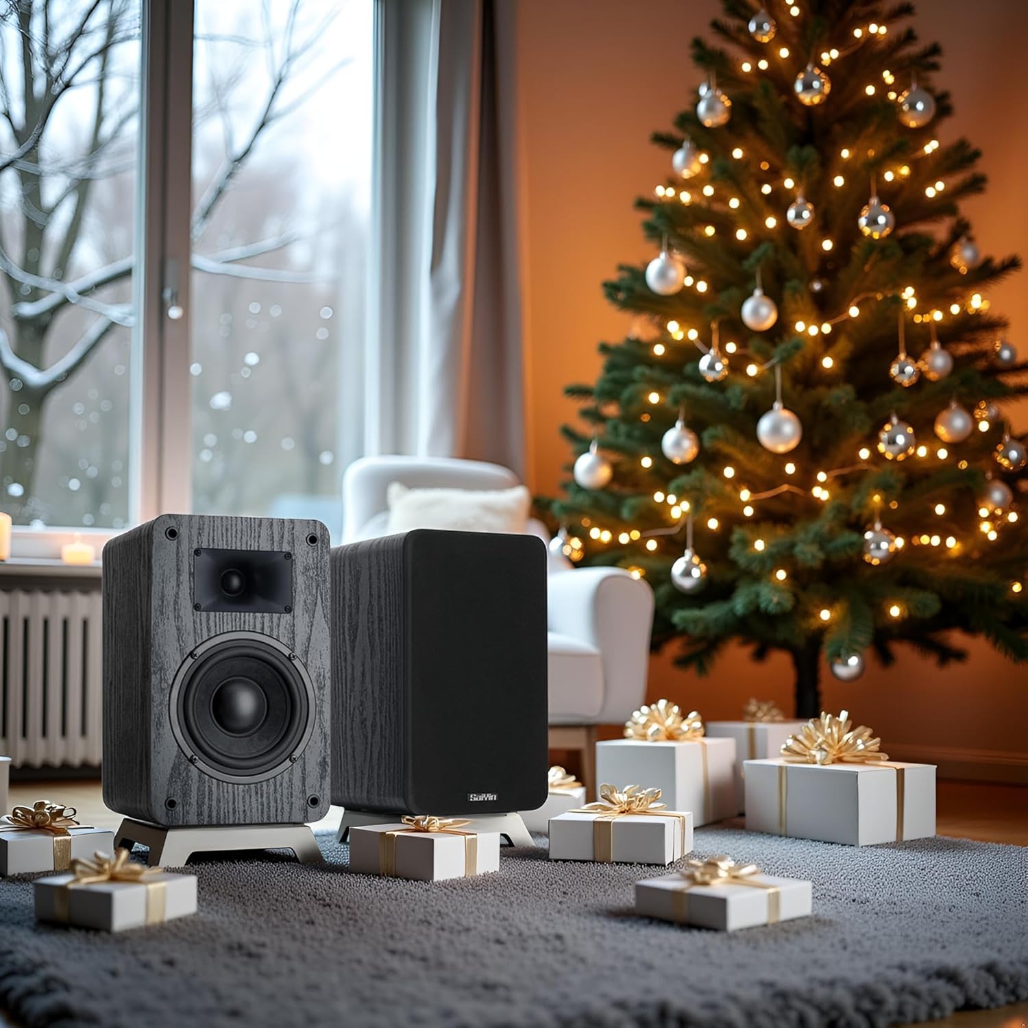 Saiyin Passive Bookshelf Speakers 80W Peak Power, 5