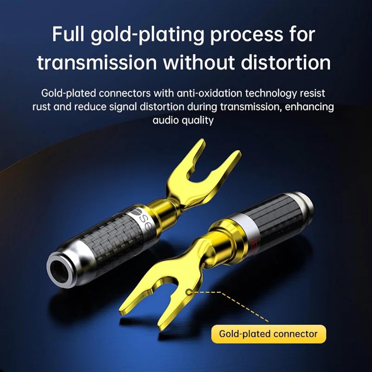 Banana Plugs 2Pairs/4Pcs Gold-Plated U-Shaped Carbon Fiber Banana Speaker Connectors for Speaker Wire Amplifiers(Black)