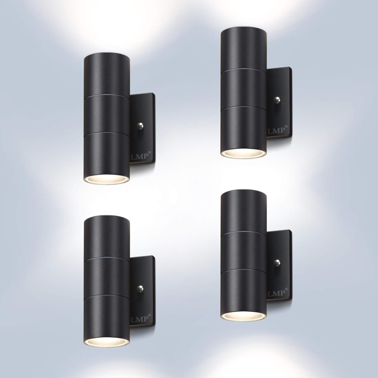 LMP Modern Outdoor Wall Light Porch Light Patio Light with Black Aluminum Finish for Decoration,Garage 4Packs Black
