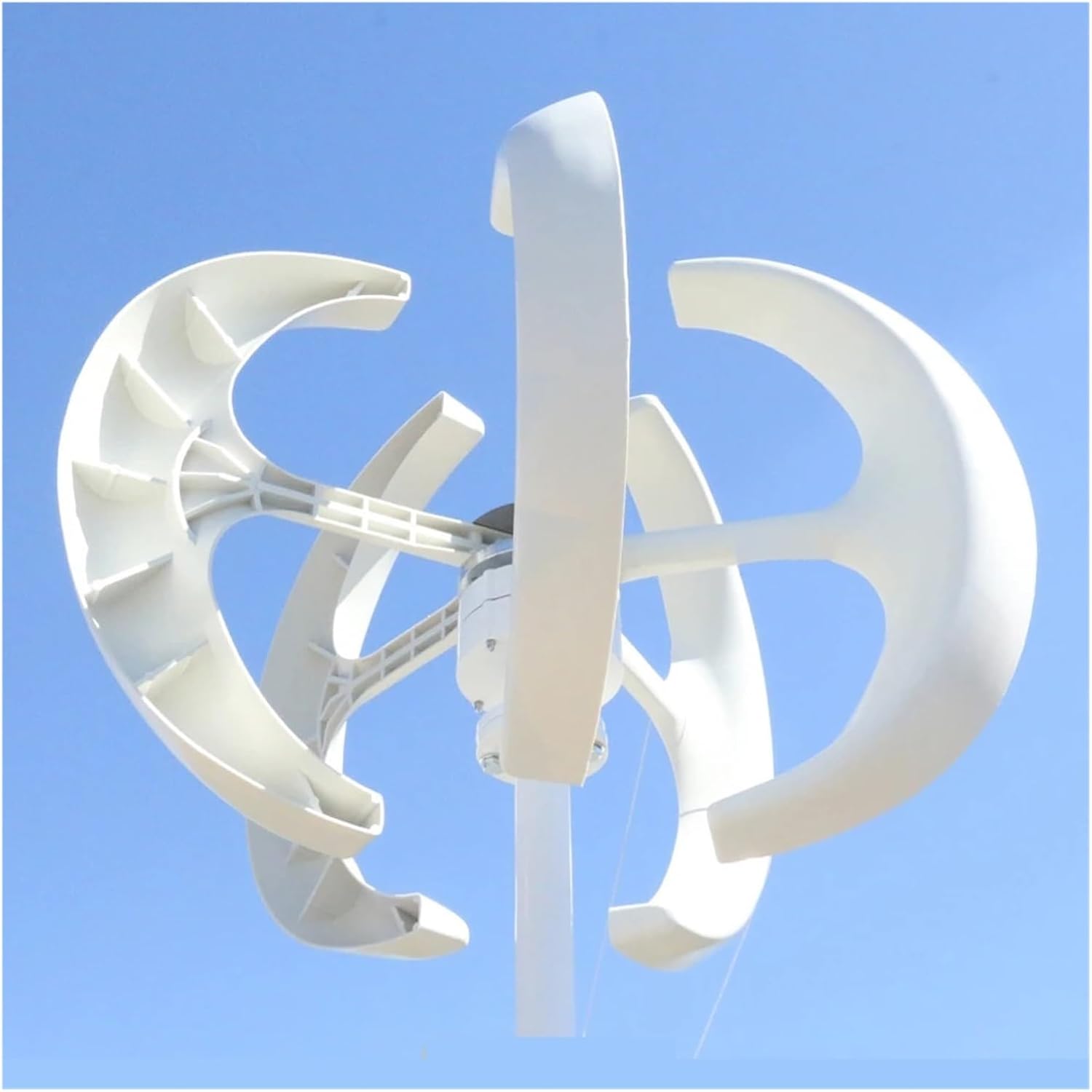 Wind Turbine Generator Kit, Free Energy 5KW Low Noise Small Wind Turbine nerator for Home 5000W 12V 24V Vertical Axis Windmill for Hybrid Solar Wind System(White,12V_5000W)