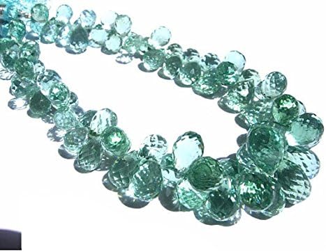 13 inch natural beads strand of 8x5-10x7mm faceted drop green quartz gemstone briolletes beads for DIY jewelry - necklace, bracelet, earring, ring.
