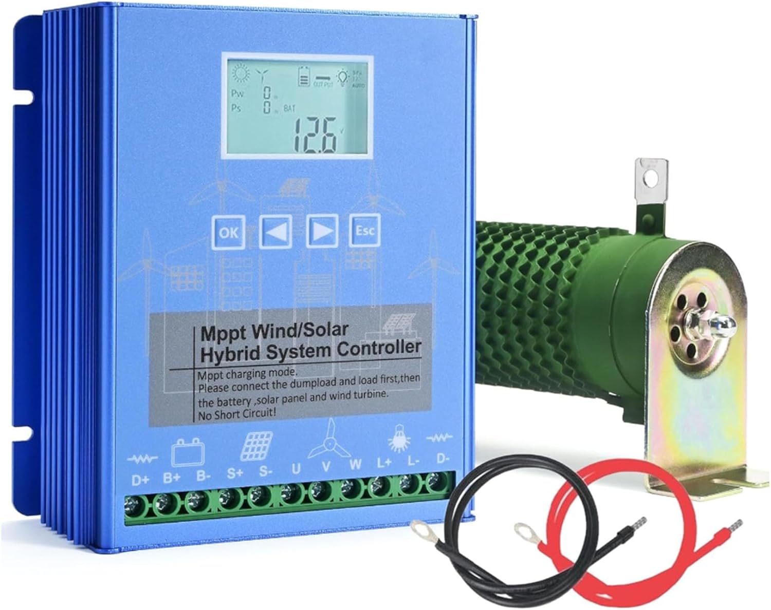 48V, 3000W Wind Solar Hybrid Charge Controller, 12V 24V 48V Solar Panel Wind Turbine MPPT Charge Regulator Suitable for House, Street Lamp Wind and Solar Hybrid System