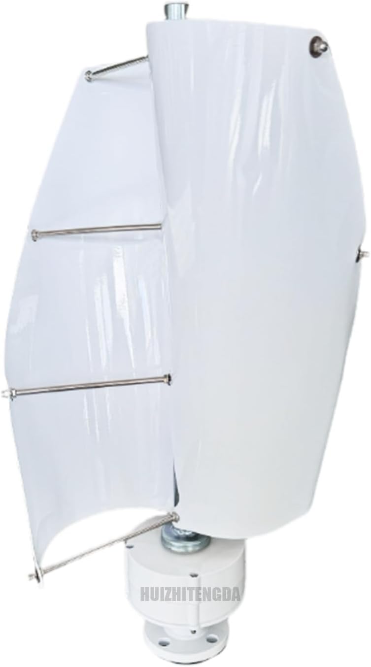 12V 24V 800W Wind Turbine Generator Kit, 2 Blade Vertical Spiral Household Wind Turbine Generator, W/Controller for Wind and Solar Power Generation (White)