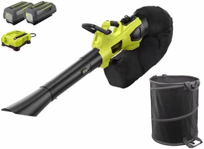 RY404150-LB Fits for RYOBI 40V HP Brushless 100 MPH 600 CFM Cordless Leaf Blower/Mulcher/Vacuum w/Lawn & Leaf Bag, (2) 4.0 Ah Batteries & Charger