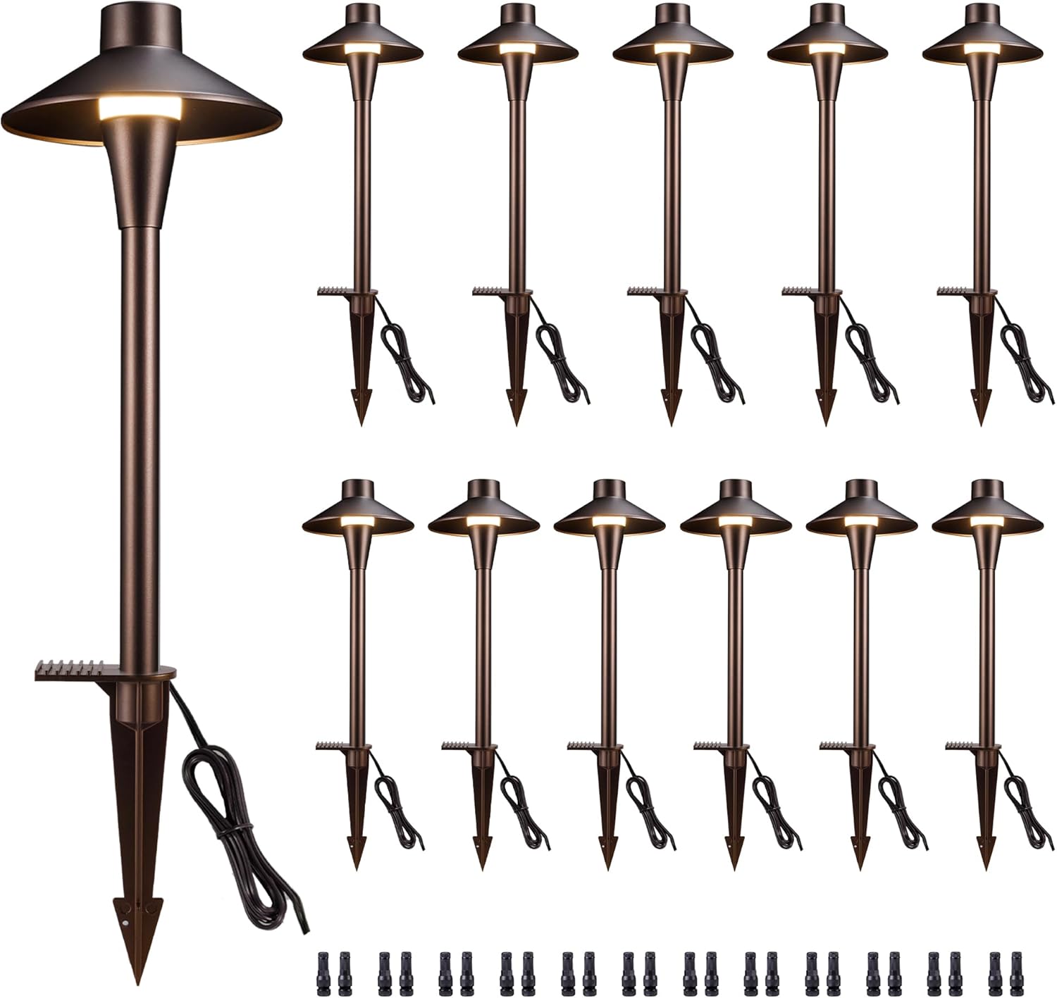 Low Voltage Pathway Lights 12V, 3CCT LED Landscape Path Lights, Outdoor Waterproof Wired 5W 150LM, ORB Aluminum Garden Yard 12 Pack