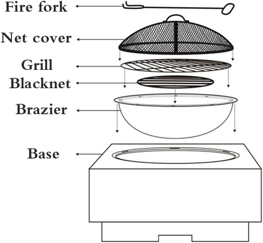 Small Firepit, Fire Pit Garden, Fire Pit BBQ Grill Fire Bowl for Garden and Patio Fashionable and Artistic Magnesium Oxide Base