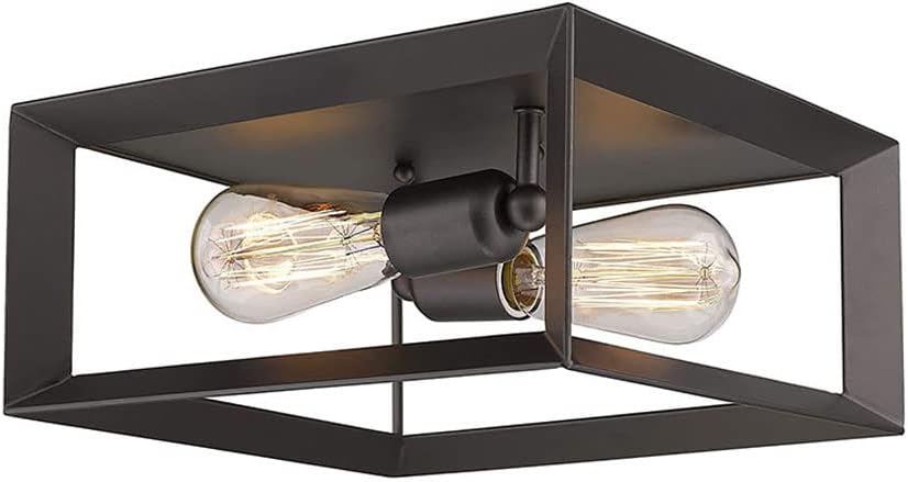 E26/E27 Semi-recessed Ceiling Light Iron Material American Retro Industrial Style Black/Gold 15.5in Dustproof Energy Saving Ceiling Lamp for Farmhouse Theme Hotel Indoor and Outdoor Lighting