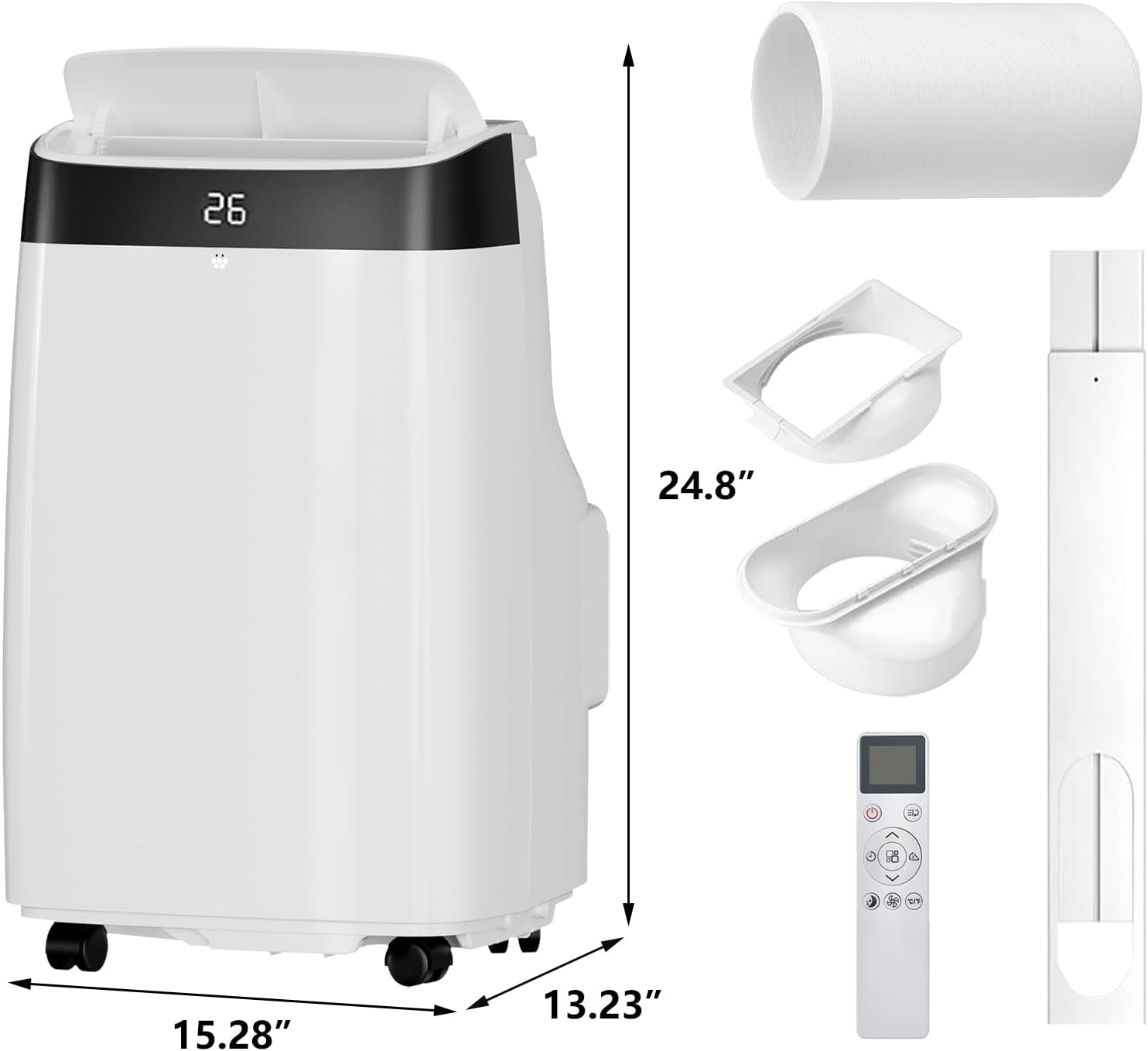 10,000 BTU Portable Air Conditioner for Rooms up to 450 Sq.Ft, 3-in-1 Portable AC Unit with Cooling, Dehumidifier & Fan Modes, Remote, 24H Timer, Sleep Mode, Window AC Kit, AC Unit for Bedroom