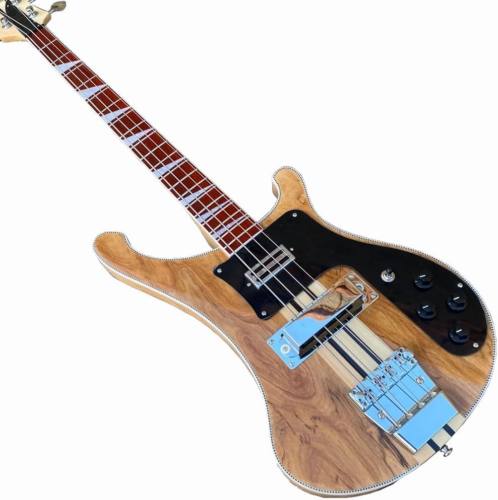 4-String Electric Bass Guitar - Spalted Maple Top, Maple & Rosewood Neck, Humbucker & Single Coil Pickups