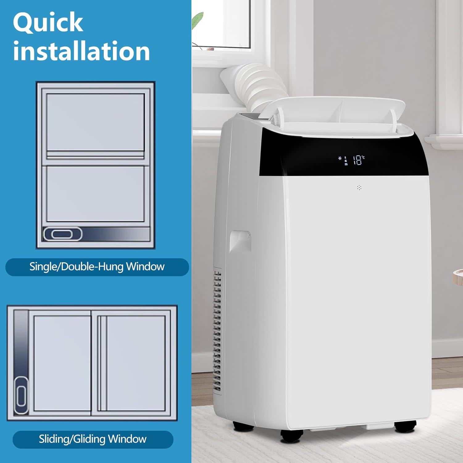 Portable Air Conditioner, 14000 BTU Air Conditioner with Remote Control,Quiet AC Unit with Cool, Dehumidifier & Fan Mode, 24 Hour Timer, Room Cooling Up to 700 sq ft