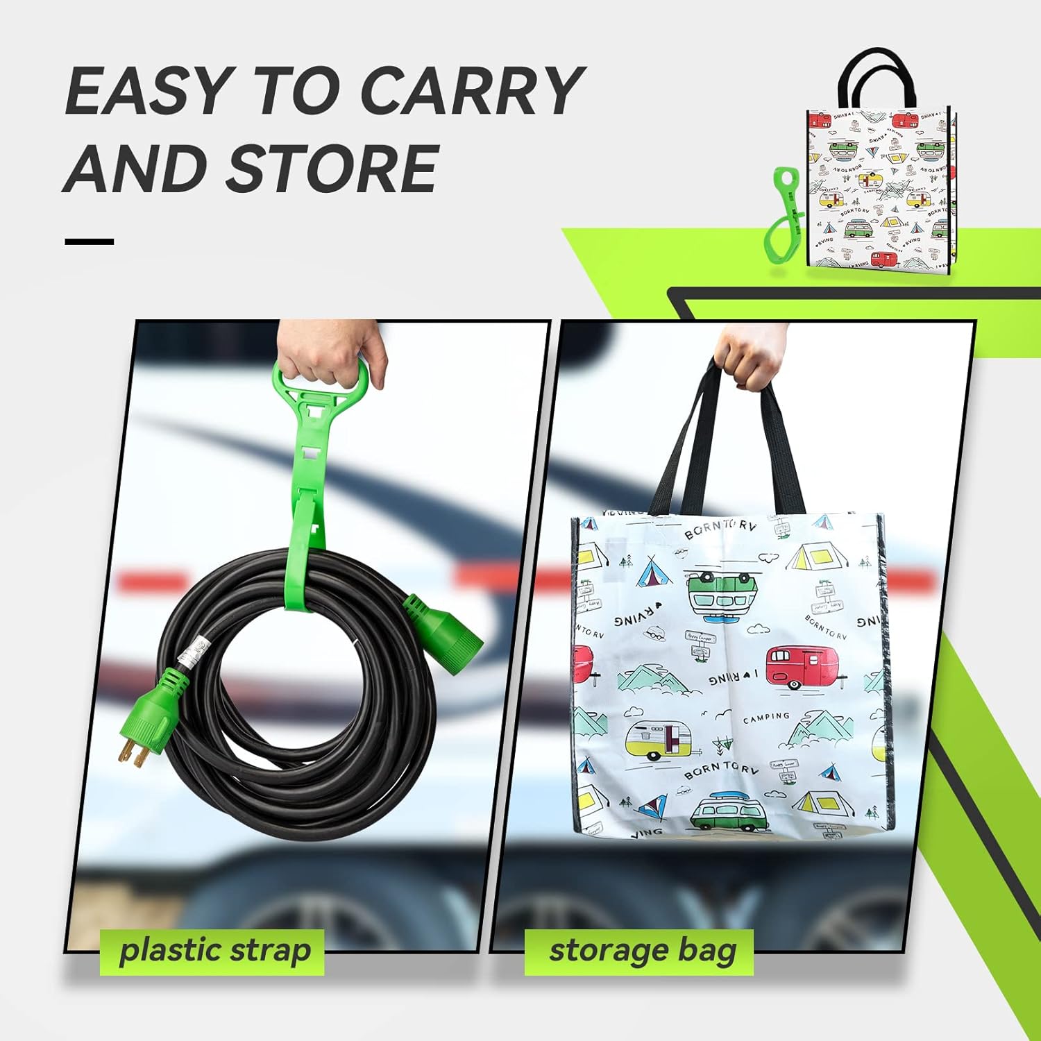 RVMATE 4 Prong 30 Amp Generator Cord (50FT) and Pre-Drilled Power Inlet Box Waterproof Combo Kit, NEMA L14-30P to L14-30R Generator Cord with NEMA L14-30P Generator Inlet, ETL Listed