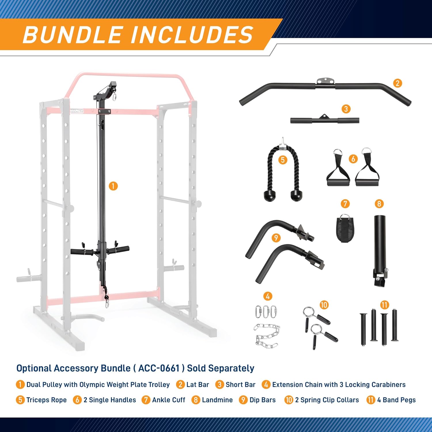 Marcy Power Cage with Pull-Up Bar,Adjustable Bar Catches,Olympic Standard Weight Plate,Accessories Build Your Own Home Gym with Optional Dual Pulley Trolley System for Body Exercise,Strength Training