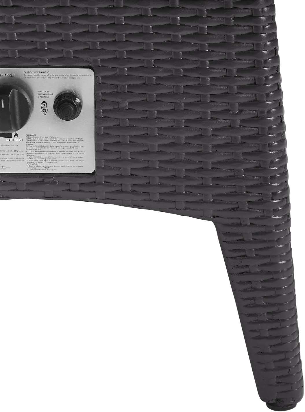 Modway Vivacity Wicker Rattan Square Propane Gas Fire Pit Table