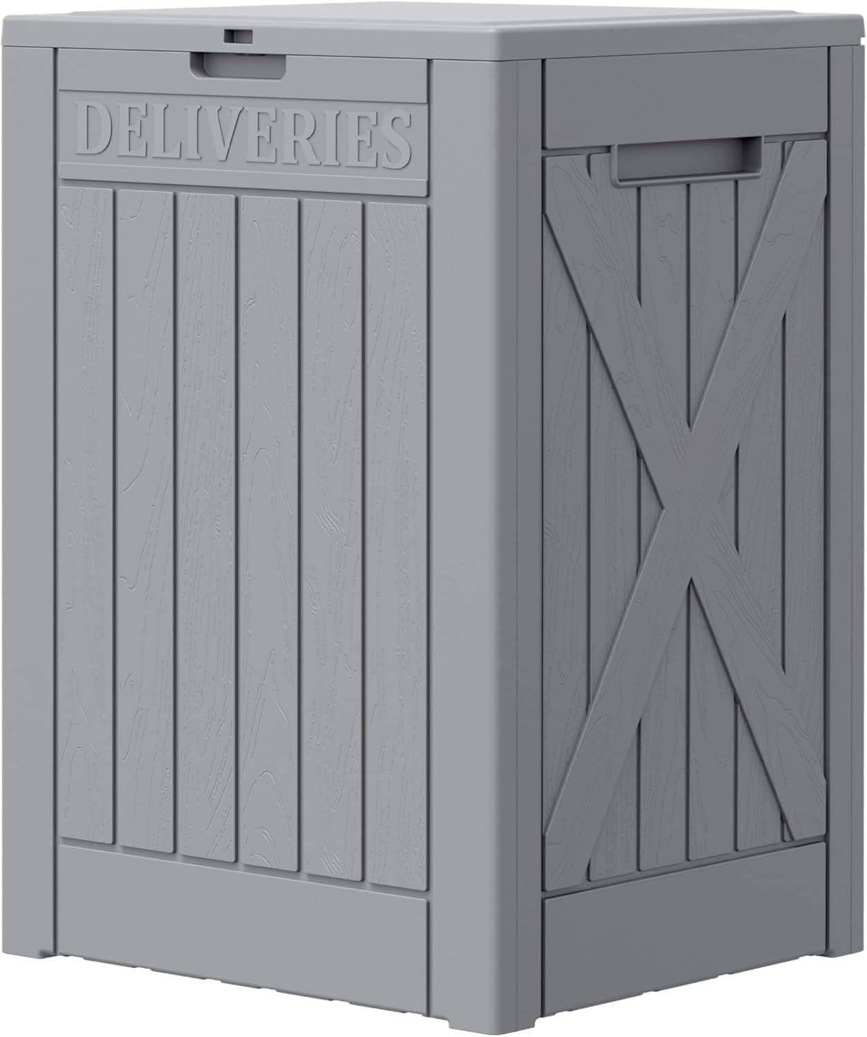 Greesum 52 Gallon Large Outdoor Package Delivery Box for Porch, Lockable Secure Double-Wall Resin Storage Bin, Waterproof Deck Container for Package Protection, Gray