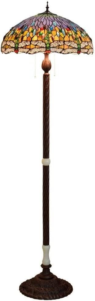 Tiffany-Style Floor Lamp Standlamp Tiffany-Style Floor Lamp 50Cm Tiffany-Style Stained Glass Large Floor Lamp Bar American Dragonfly Jade Classic, Exhibition Hall, Decora