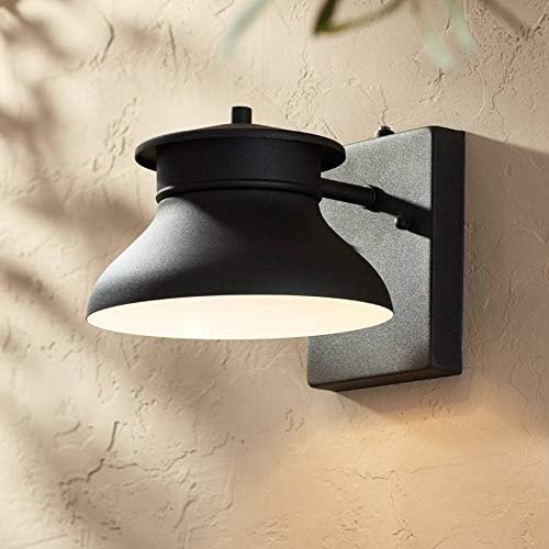 John Timberland Danbury Farmhouse Industrial Rustic Outdoor Barn Light Fixture Black LED Dusk to Dawn 6