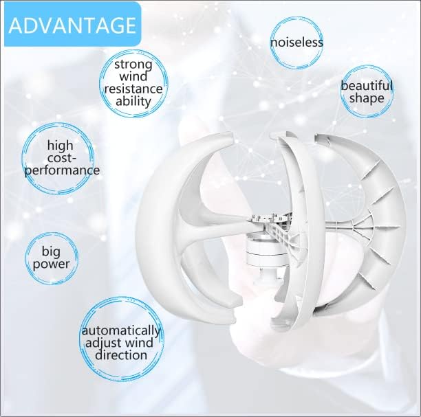 8000W Vertical Axis Lantern Wind Turbines Generator Motor Kit 5 Blades 12V 24V 48V Electromagnetic for Home Hybrids Streetlight Use