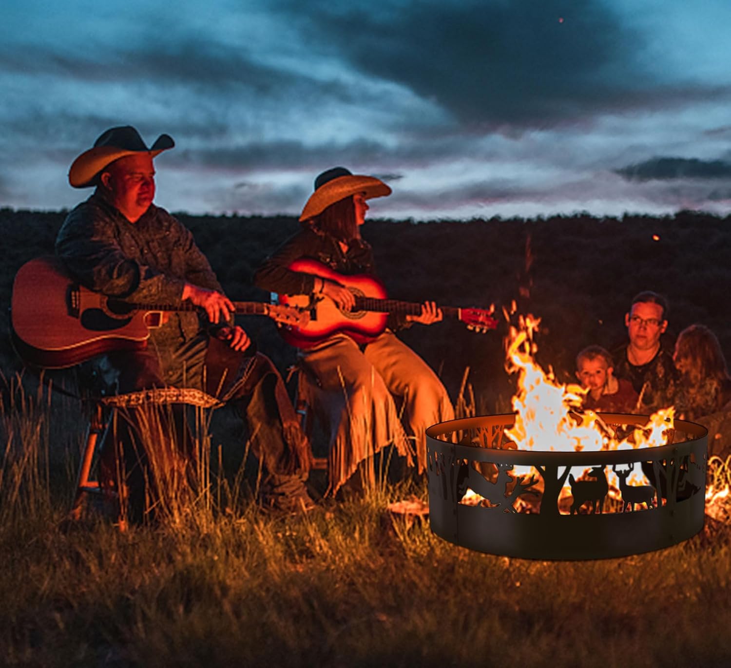 36 Inch Fire Pit Ring for Outside Wood Burning - Heavy Duty Steel Fire Ring Insert Large Round Smokeless Firepit Liner for Camping Backyard/Patio Garden (36x12 Inch)