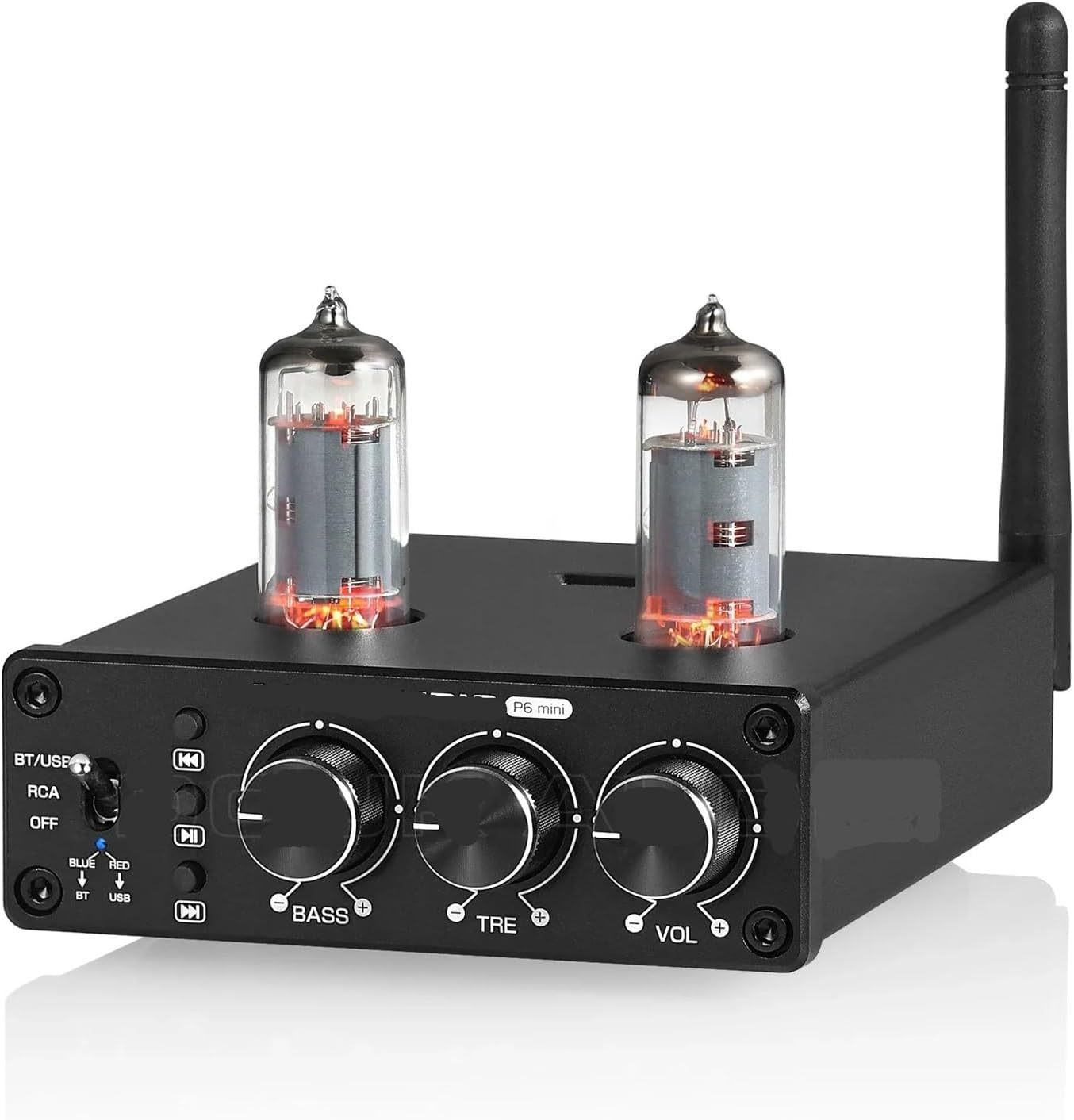 Mini Vacuum Tube Preamplifier HiFi 5.0 Stereo Audio Preamplifier U Player with Treble and Bass Control