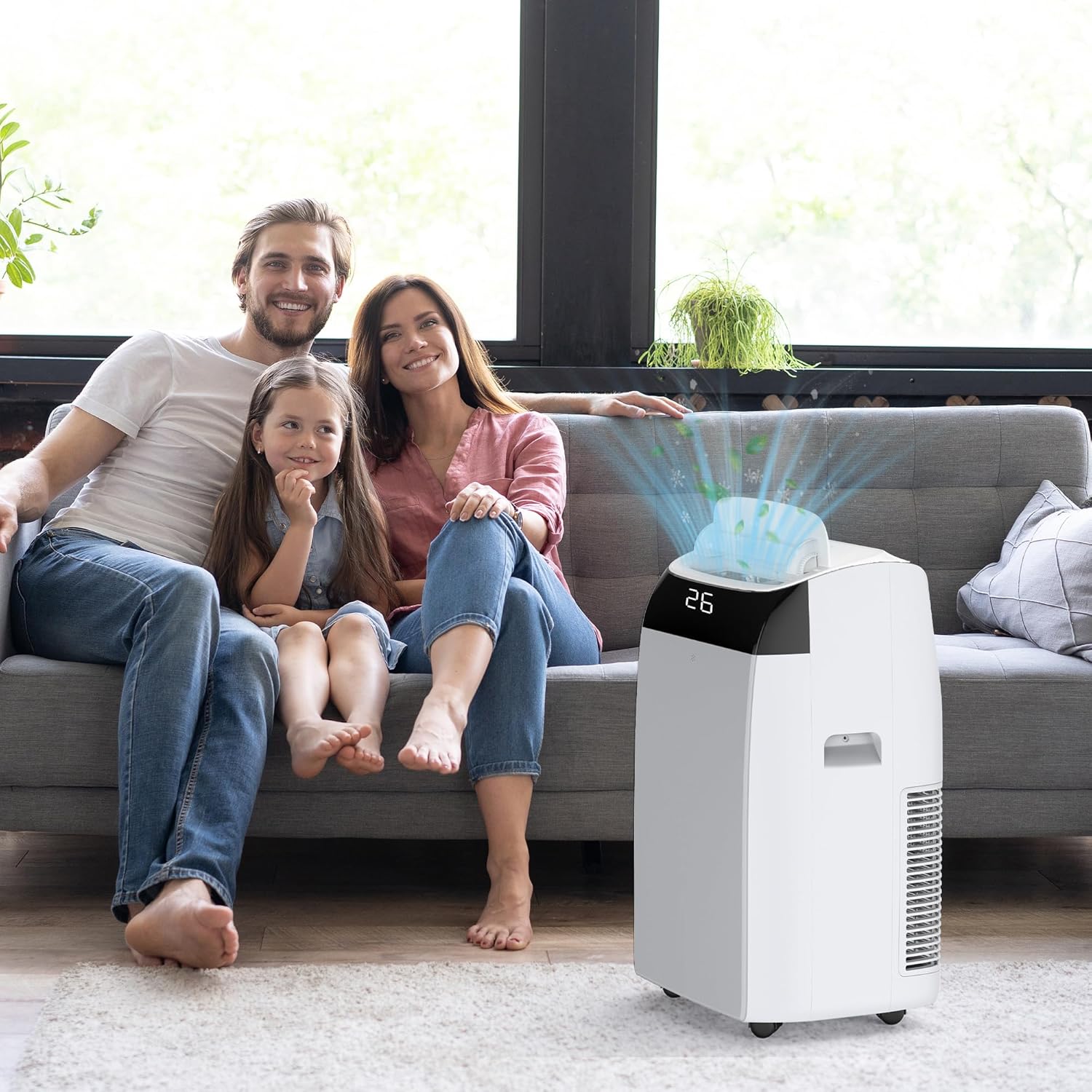 Portable Air Conditioner 12,000BTUs Room Air Conditioning Cools Up to 550 Sq.Ft, 3-In-1 AC Unit with Cooling/Dry/Fan Modes, Quiet Freestanding Air Conditioner with Remote Control, 24H Timer, for Home