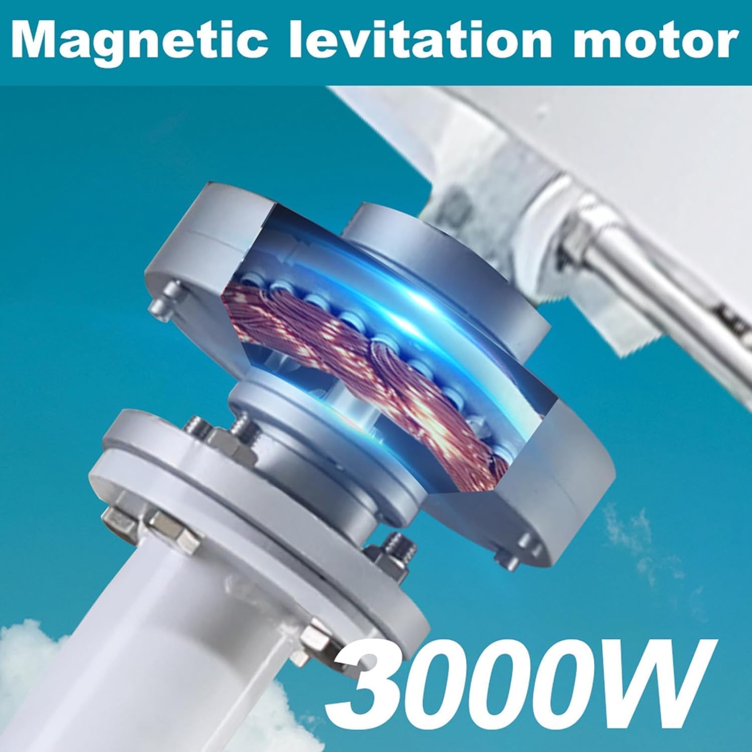 CHRISK 3000W Vertical Wind Turbine 12V 24V 48V 220V, Windmill Portable Permanent Maglev Generator High Efficiency Windmill with Hybrid Controller