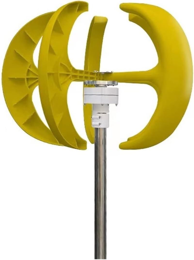 Wind Turbine, Vertical Wind Turbine Generator 1000W 5 Blades12v 24v with MPPT Charge Controller Low Noise Wind Speed Start Rotation for Home(Yellow,Turbine ONLY_24V)