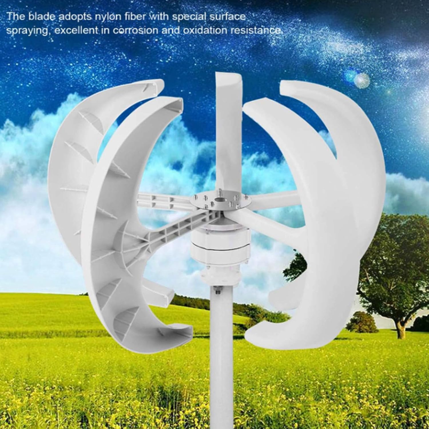5000W Wind Turbine Generator, 5pcs DC12V 24V Vertical Axis Wind Turbine Generator Kit for Home Hybrid Street Light, Electromagnetic Power Generation Equipment White