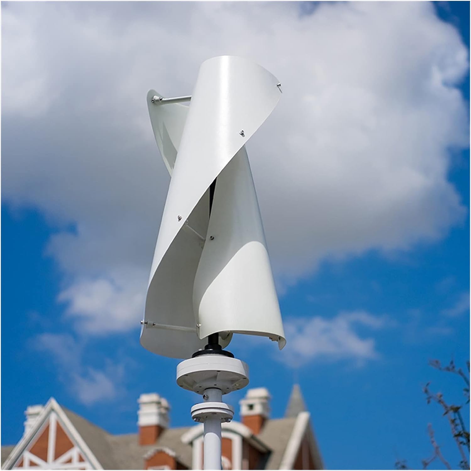 Wind Turbine 400w/600w VAWT Vertical Wind Turbine Generator 12v/24v Optional Spiral 3 Colours Generator With MPPT Charge Controller For Home (Color : White, Size : 12_600W), 32904304351
