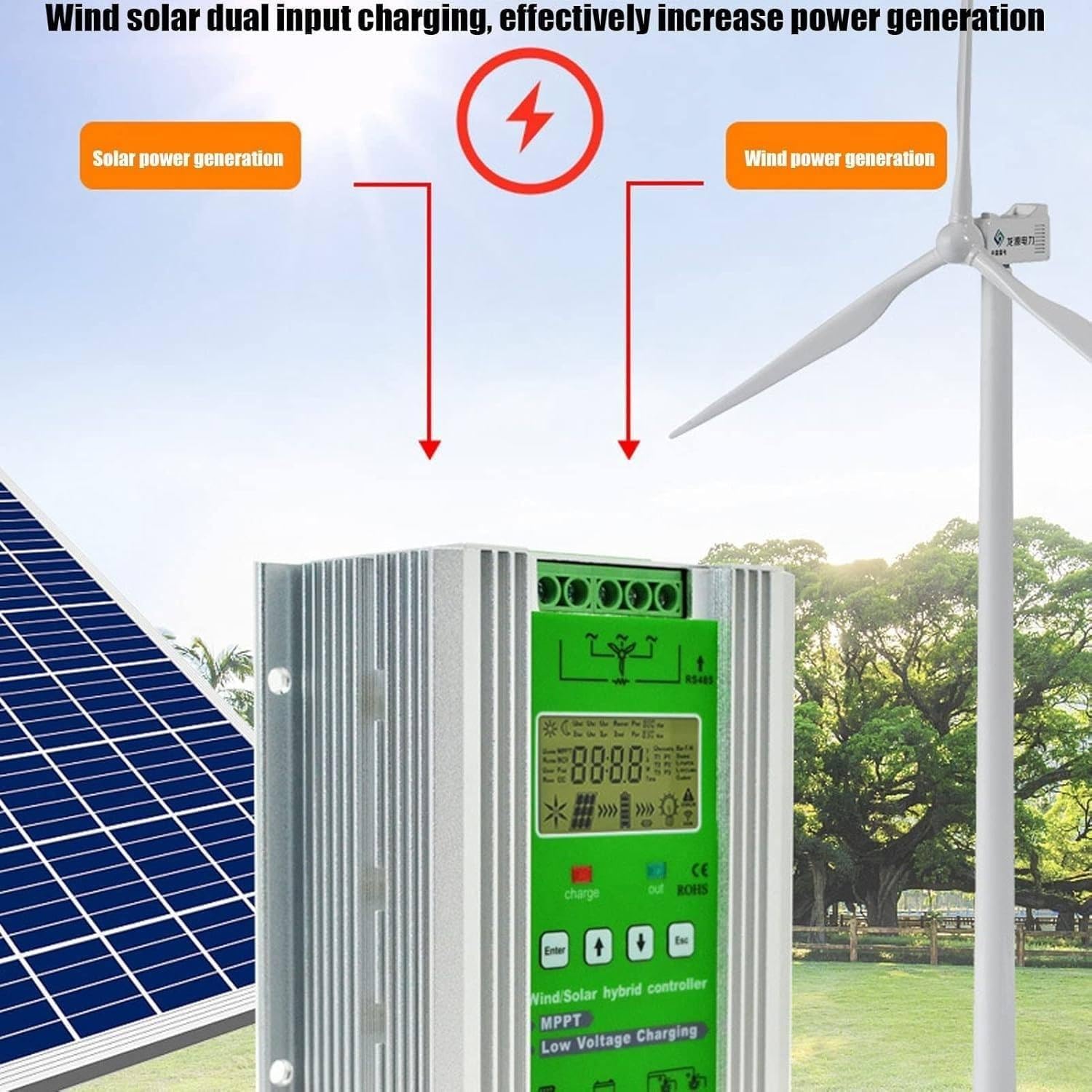 6000W-12000W 12V/24V/48V Off Grid MPPT Wind Solar Hybrid Charge Controller - Wind Turbine & Solar Panel Charge Controller with Dump Load,Hybrid MPPT Boost Controller with Booster Function(6000W,24V/48