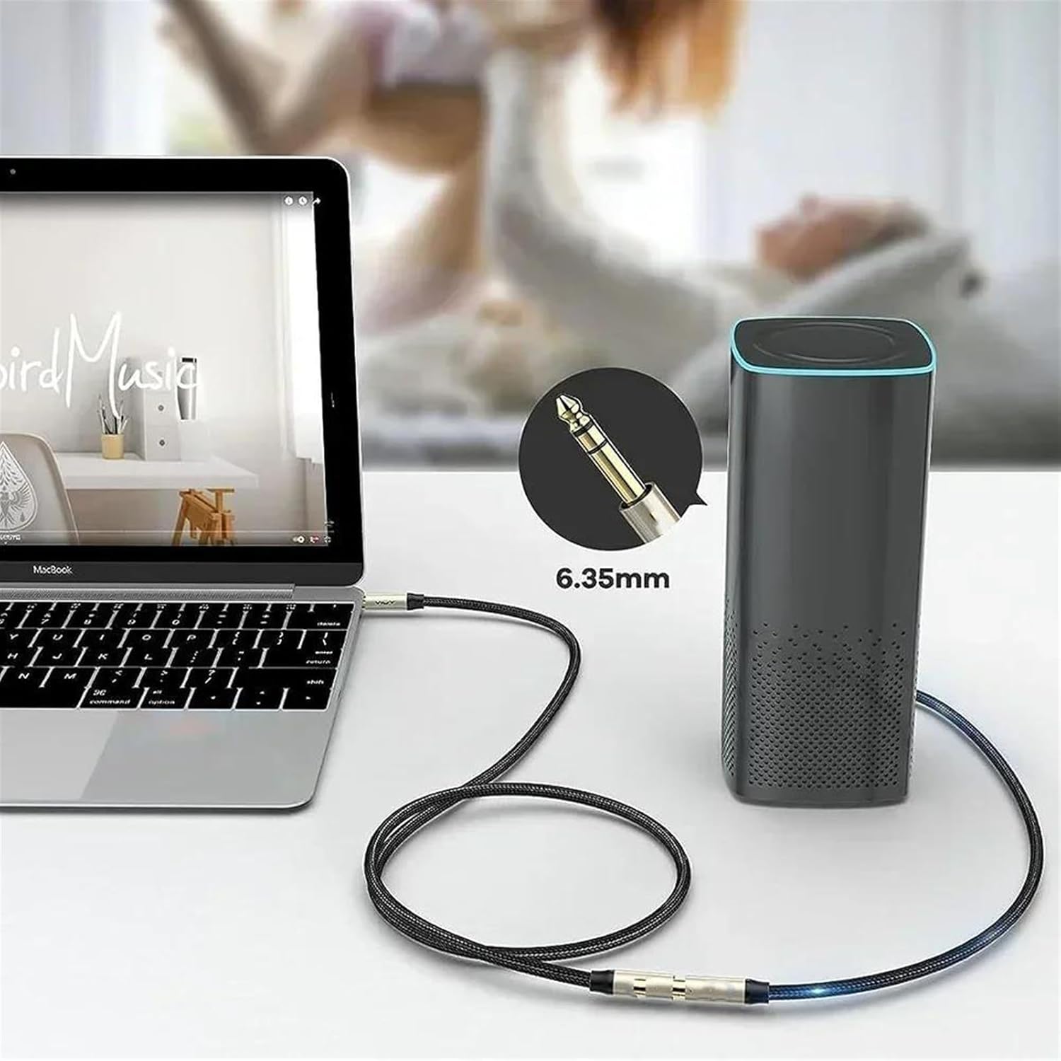 Guitar Audio Cable 6.35 Male to Female 3.5 Extension Cable 1/4 to 3.5mm TRS Stereo Jack Cable for Guitar Amplifier Keyboard(Pack of 5,2m)