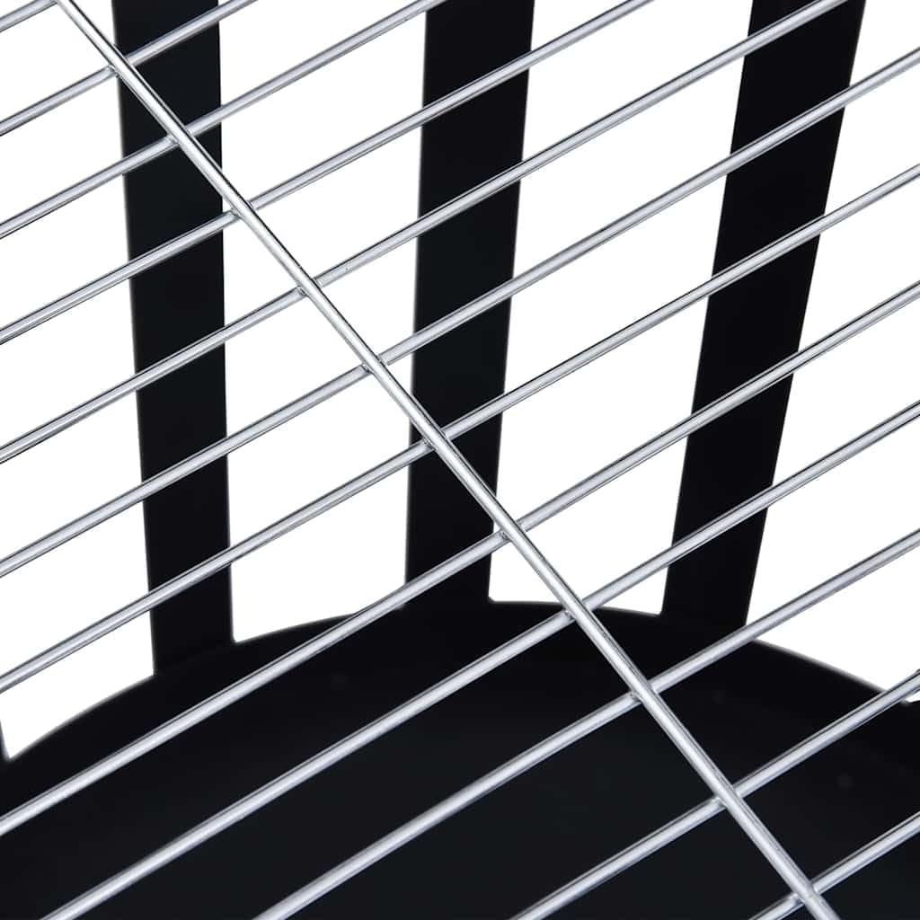 vidaXL Powder-Coated Steel Garden Fire Pit with Cook Grill – Portable BBQ Fire Basket with Stable Base – Ideal for Garden, Backyard, Outdoor and Patio – Black, 19