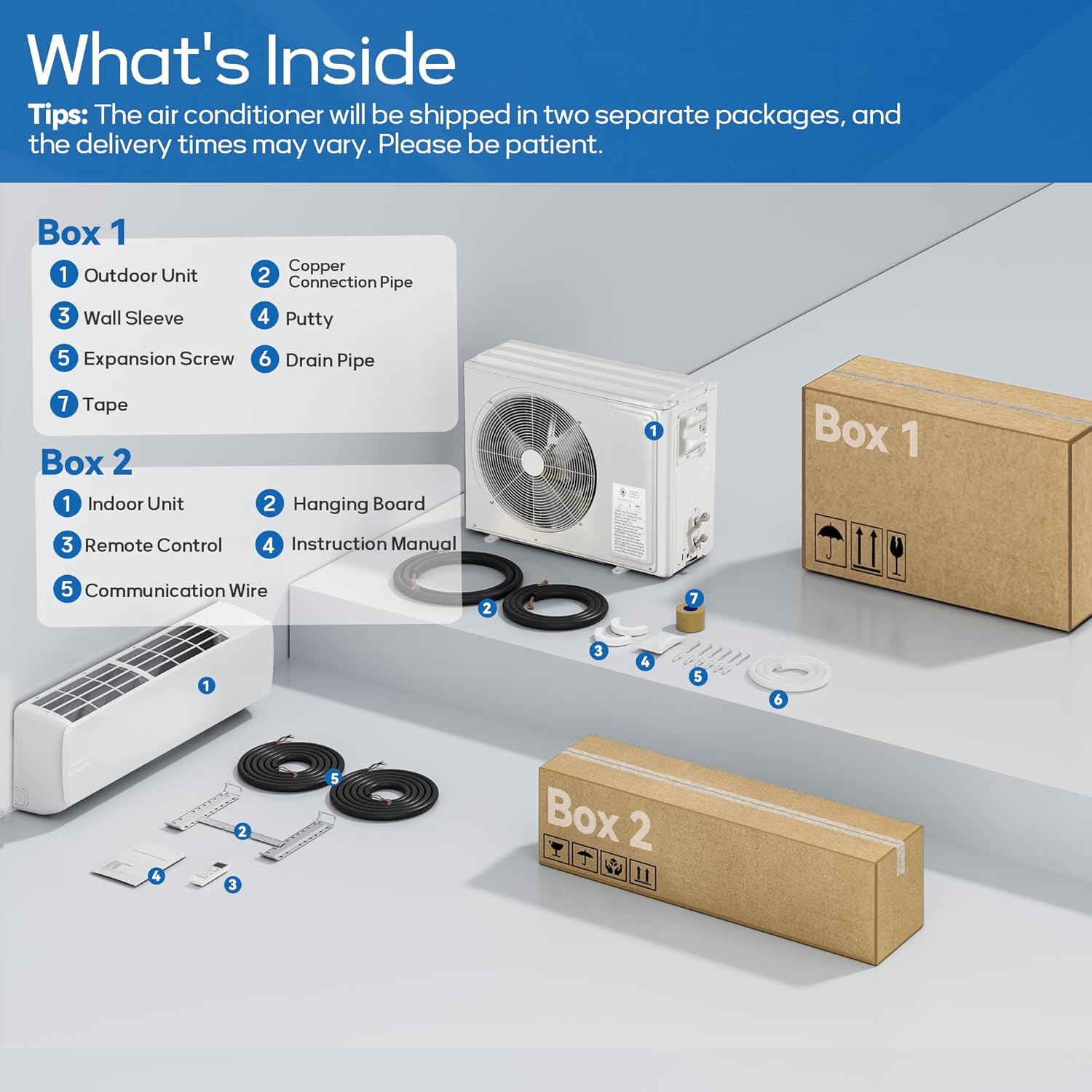18000BTU Mini Split Air Conditioner Heat Pump, 19 SEER2 Inverter Compressor AC Unit Cools Rooms up to 1250 Sq. Ft, 230V Ductless Split AC with Pre-Charged Condenser & Installation Kit