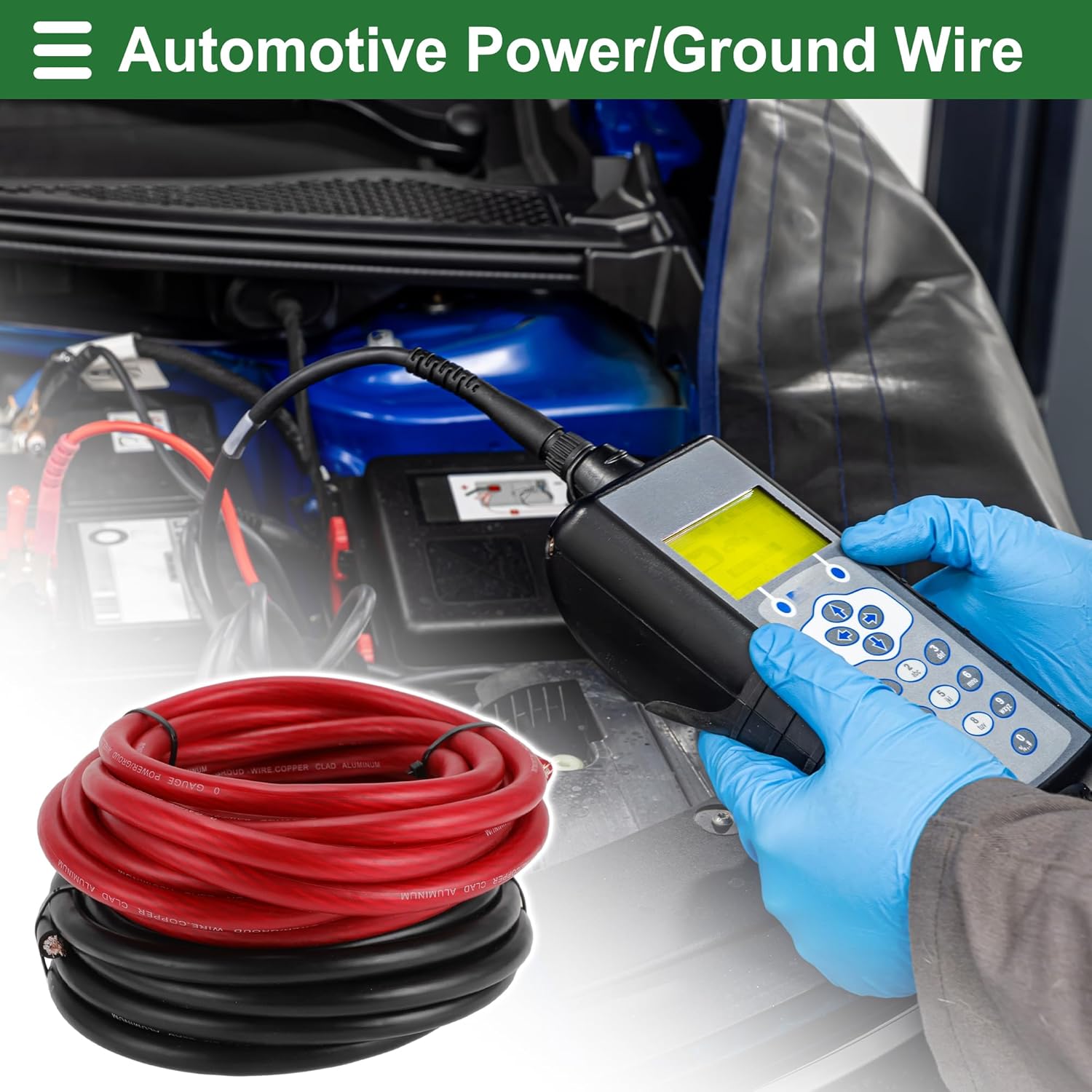 Motoforti 1/0 Gauge Ground Wire with Lugs& Heat Shrink Wrap Copper Clad Aluminum CCA - Car Amplifier Power & Ground Cable for Car Audio Speaker, 20 Feet Each-Black,Red