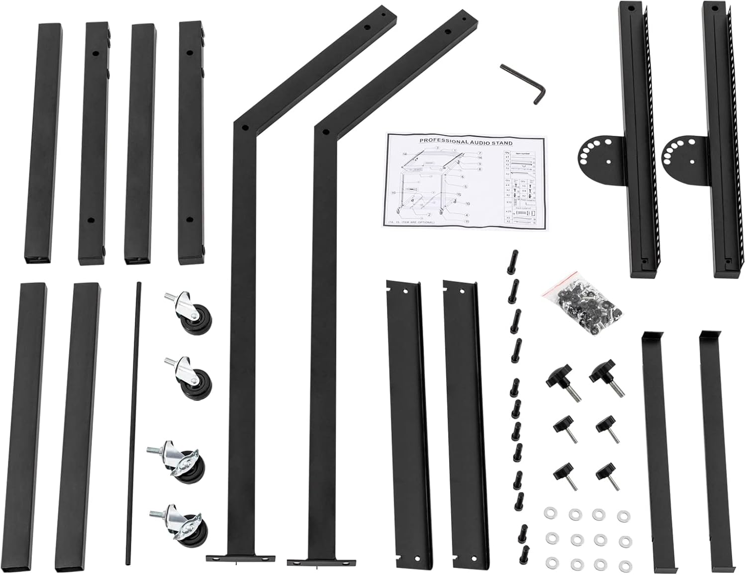 16U Rack Mount, Mixer Case Stand, Studio Equipment Cart, Stage Amp DJ Rolling Suitable for Performance Stages, Weddings, Concert Venues to Place Amplifiers, Processors, Keyboards