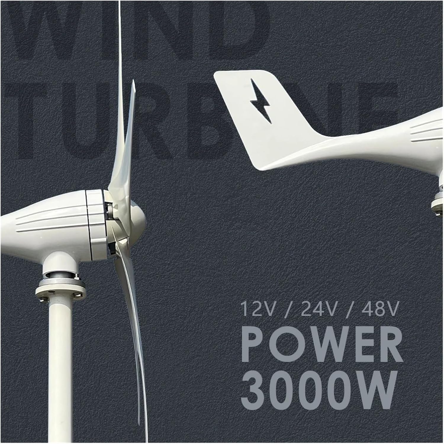 Wind Turbine Generator Kit, Windmill Turbine Generator Power 3000w 3kw 12v 24v 48v 5 Blades for Marine, RV, Home, Windmill Generator for Home for Hybrid Solar Wind System(12V)