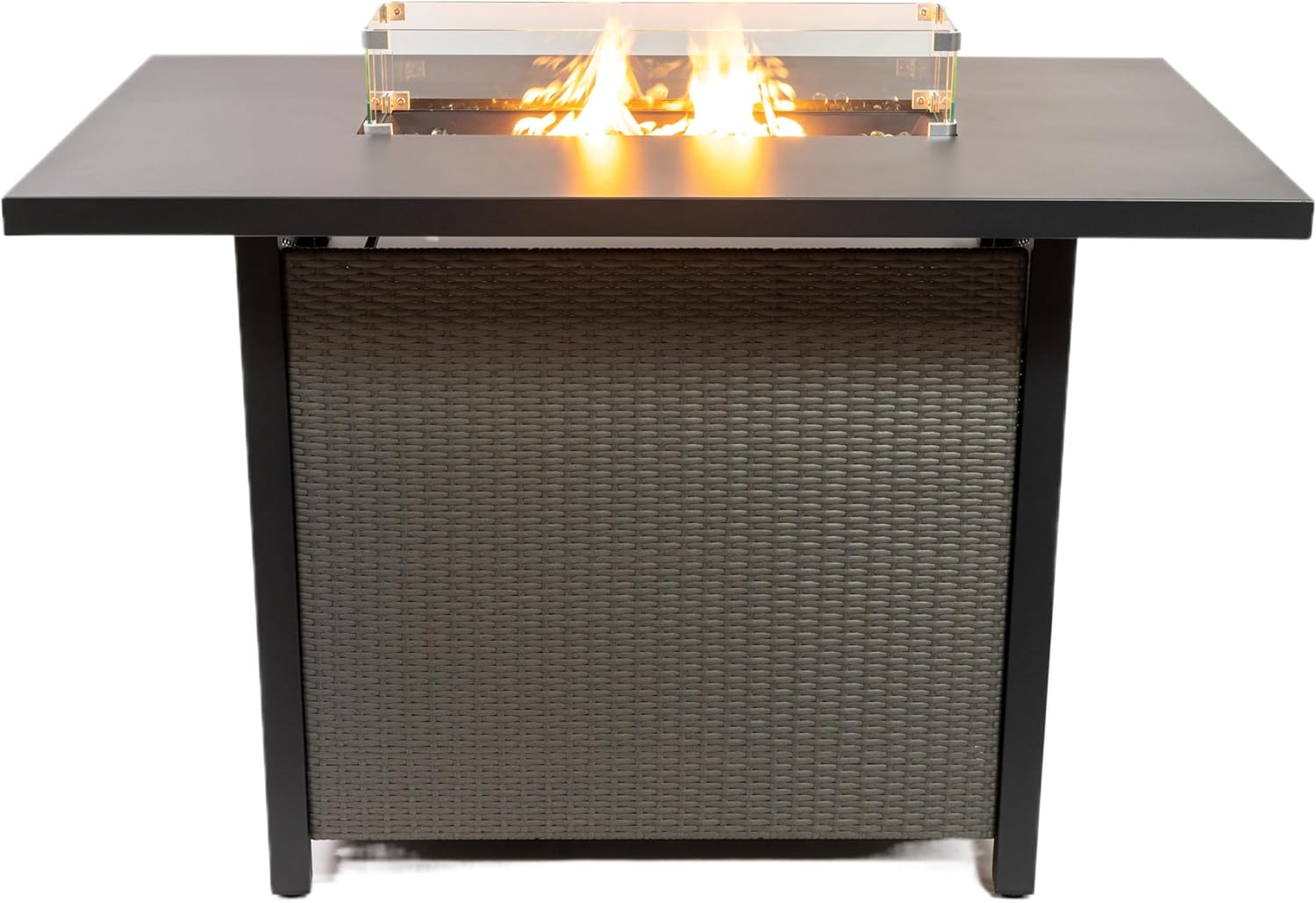 Propane Bartable Height Firetable - 55 Inch Outdoor Gas Fire Pit Table - 40,000 BTU Rectangular Fire Table for Warmth and Ambience - Outdoor Fire Table for Patio Deck Garden Backyard