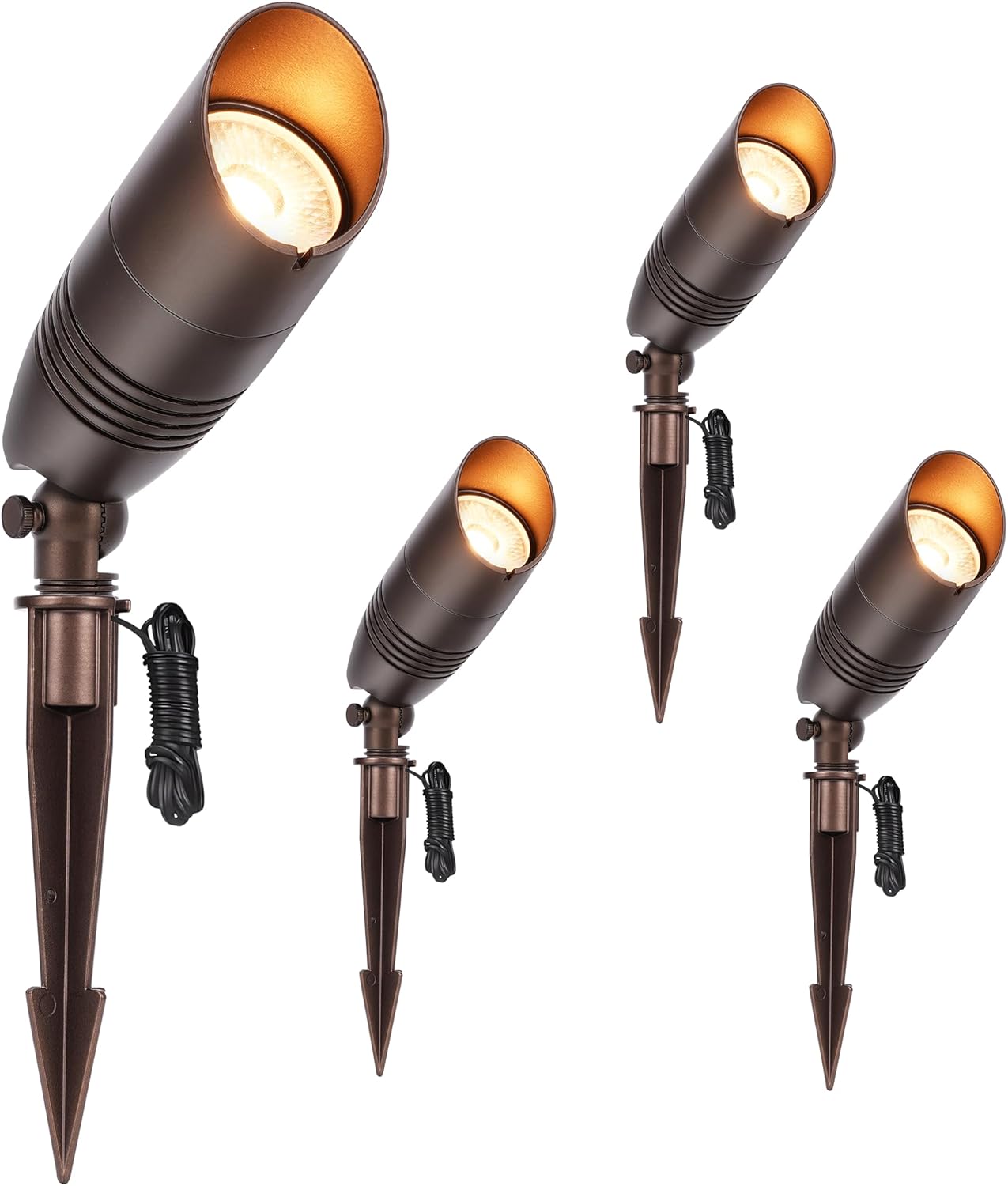 CLOUDY BAY 9W 5CCT LED Landscape Lighting Low Voltage (AC/DC 12V) Outdoor Spotlights with Spike Stand,Waterproof Pathway Lights,2200K/2700K/3000K/4000K/5000K Selectable,Pack of 4,Bronze