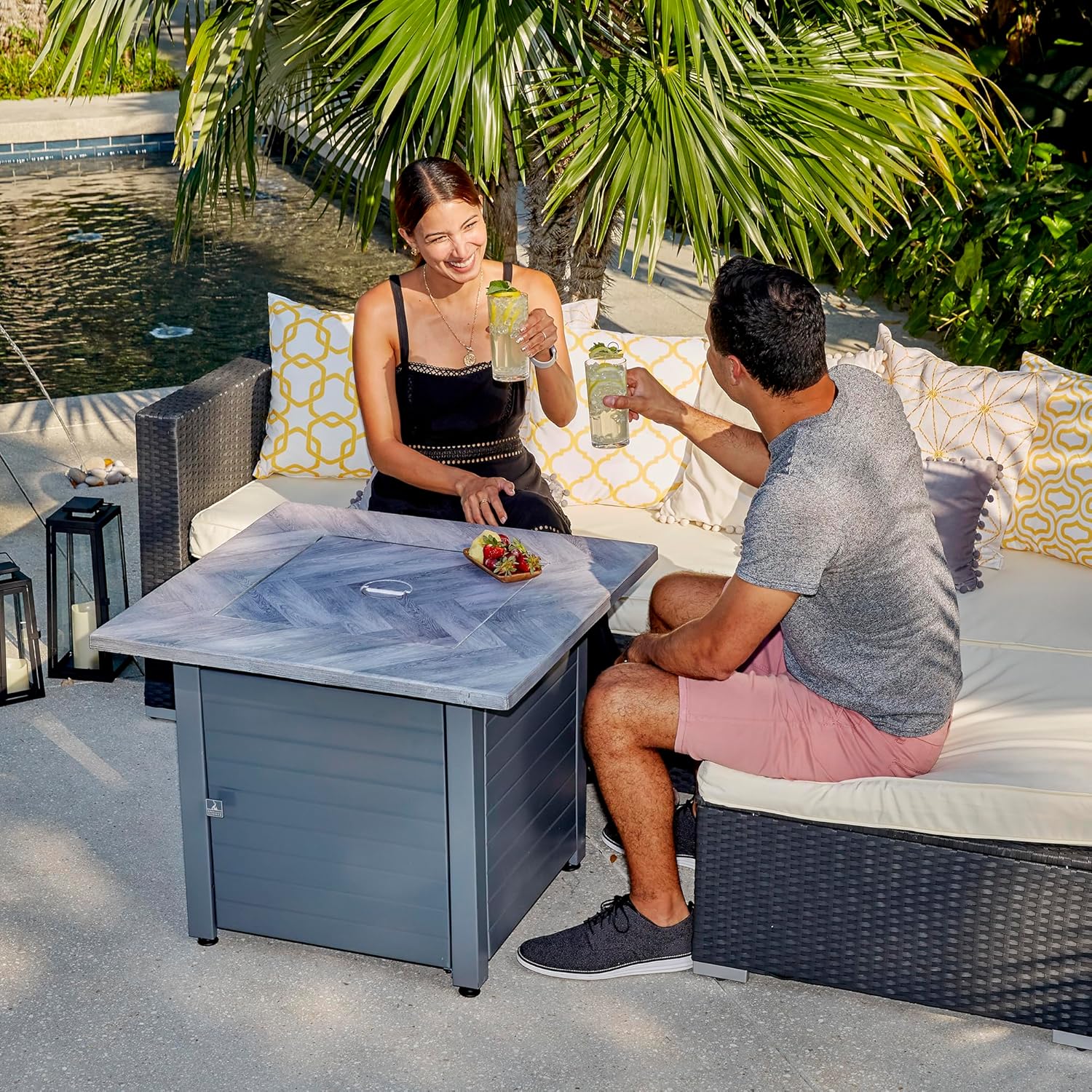 Endless Summer - The Francesca 30 Inch Square Gas Fire Table