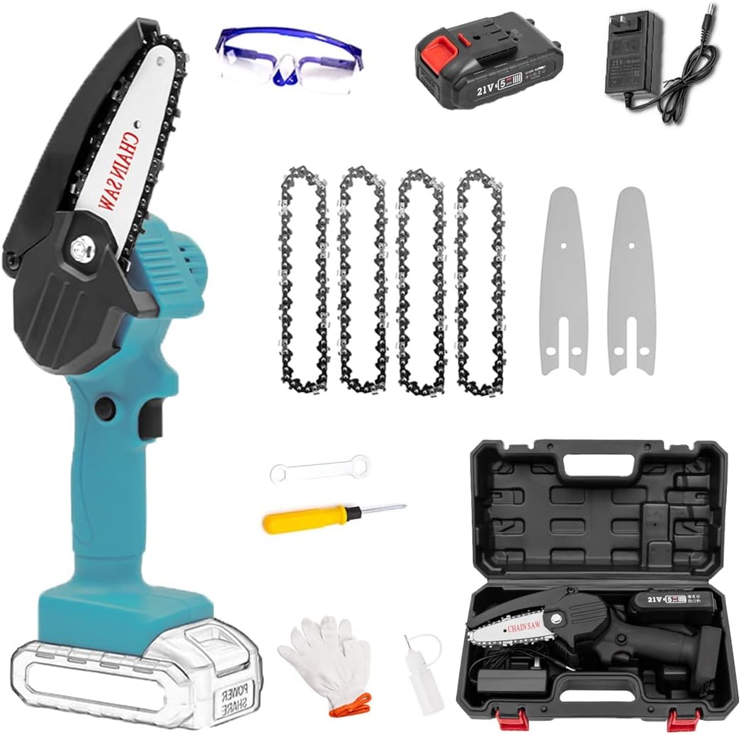 Mini Chainsaw with Battery and Led Lights,Cordless Battery Power,4 Inch Cordless Chainsaw with Charger,Mini Chain Saw,Portable Electric Chainsaw, Suitable for Gardening, Wood, Outdoor Camping