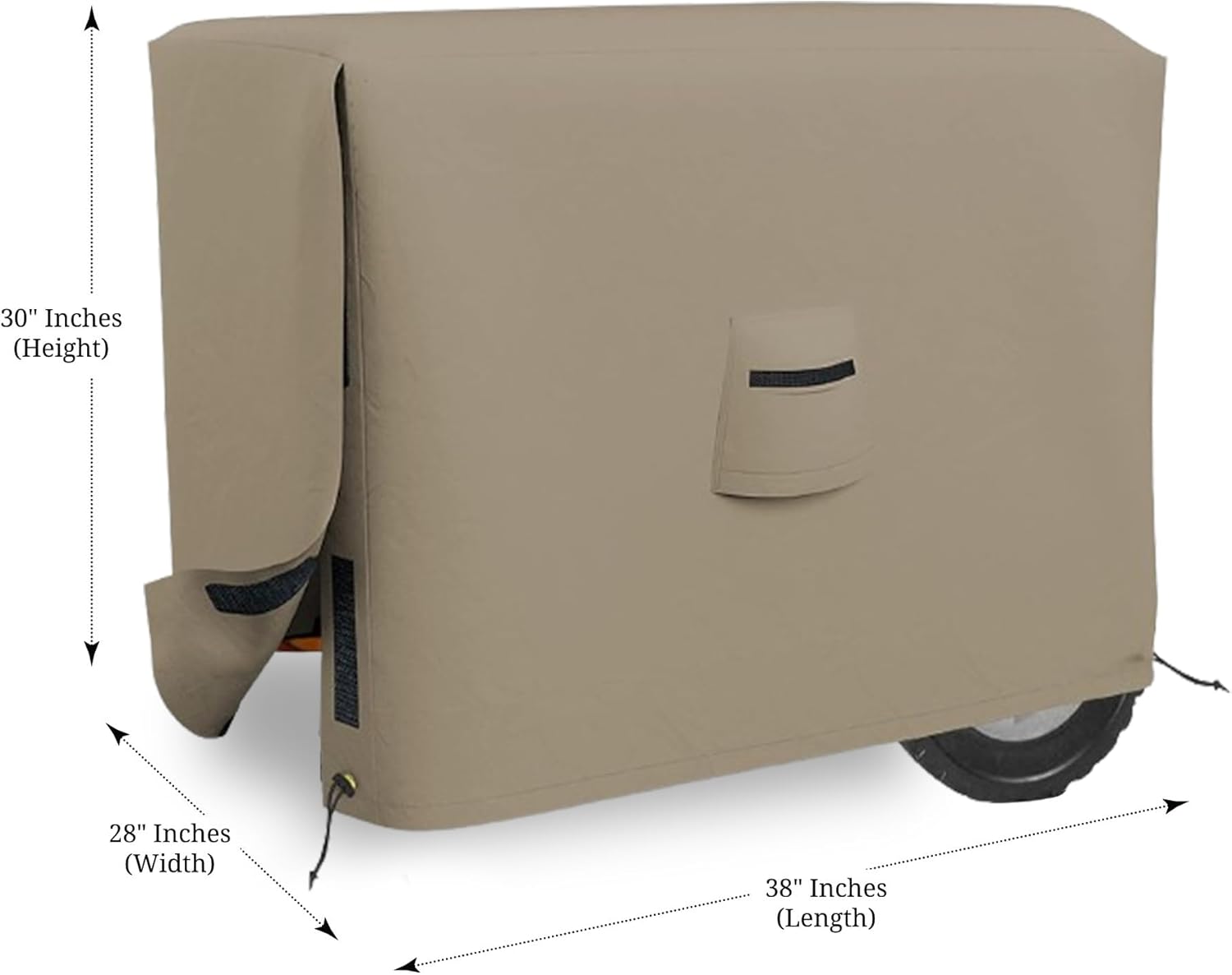 Covers & all Outdoor Generator Cover, 12 Oz Waterproof UV & Weather Resistant, Universal Portable Equipment Machinery Storage Protector with Air Vents Velcro & Drawstrings (38