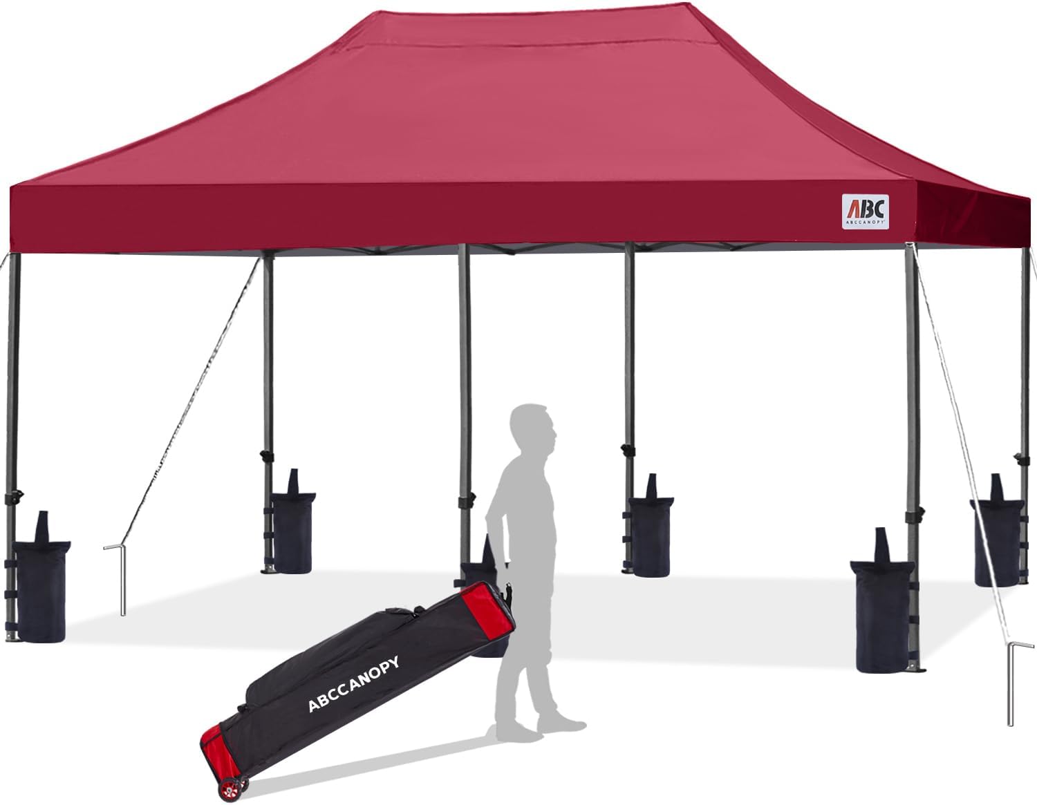 ABCCANOPY Patio Pop Up Canopy Tent 10x20 Commercial-Series(Burgundy)