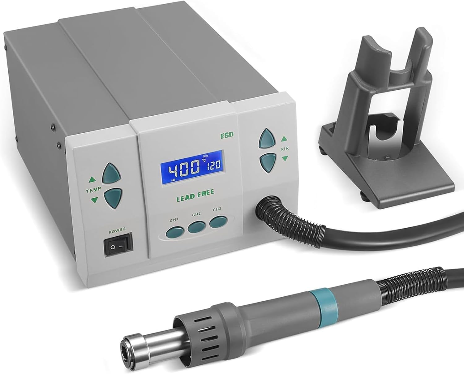 Hot air rework station, soldering hot air gun, 1000W digital display soldering station and soldering tool set, for electronic product repair and desoldering