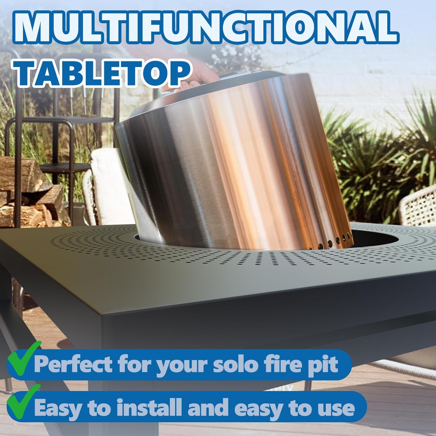 SafBbcue Fire Pit Surround Table for Solo Stove Yukon Accessories, 45