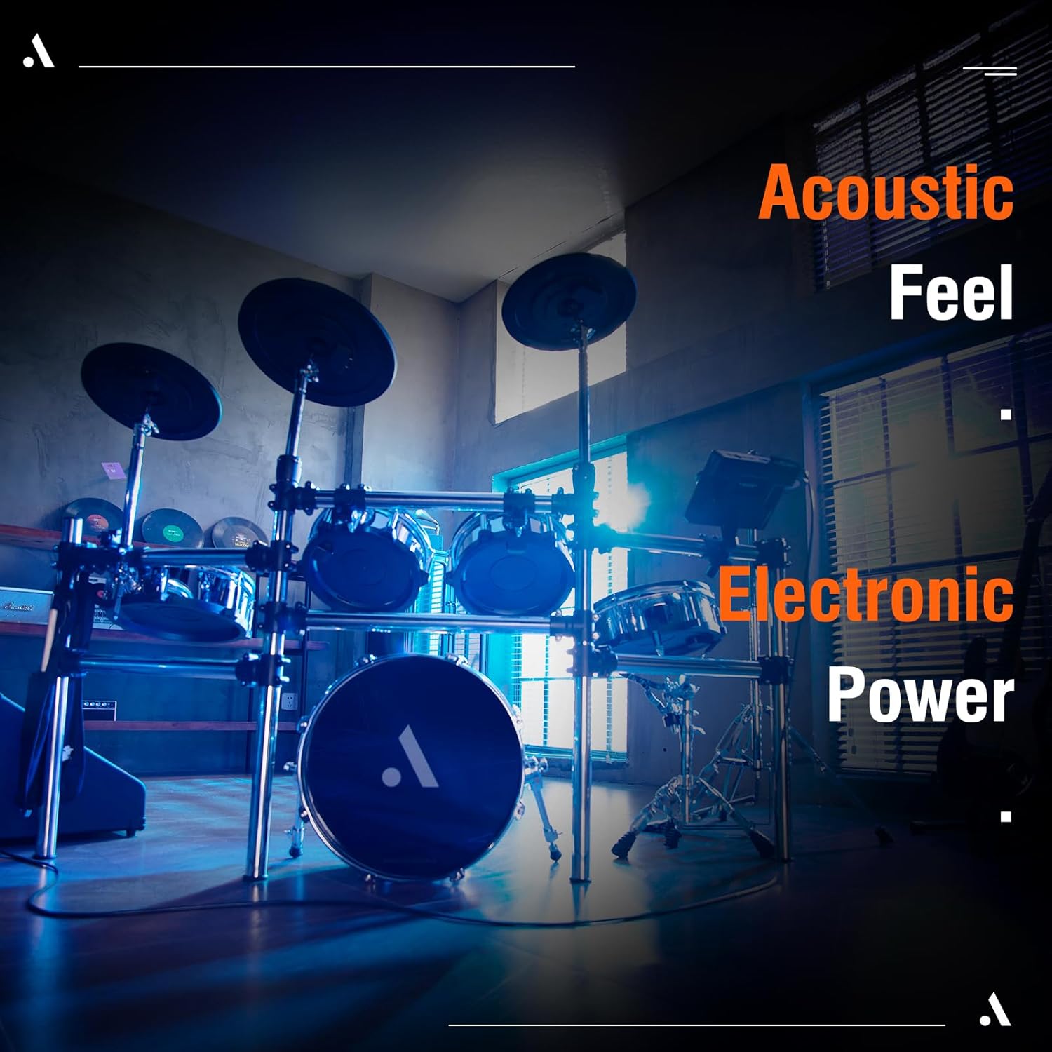 AKLOT Acoustic-Style Electric Drum Set: Independent 16’’ Wooden Bass Drum and 12’’ Snare, Triple-Zone Ride Cymbal, Standalone Hi-Hat, Full Mesh Pads, 460 Sounds, USB MIDI, Throne, Sticks (B-CORE543)