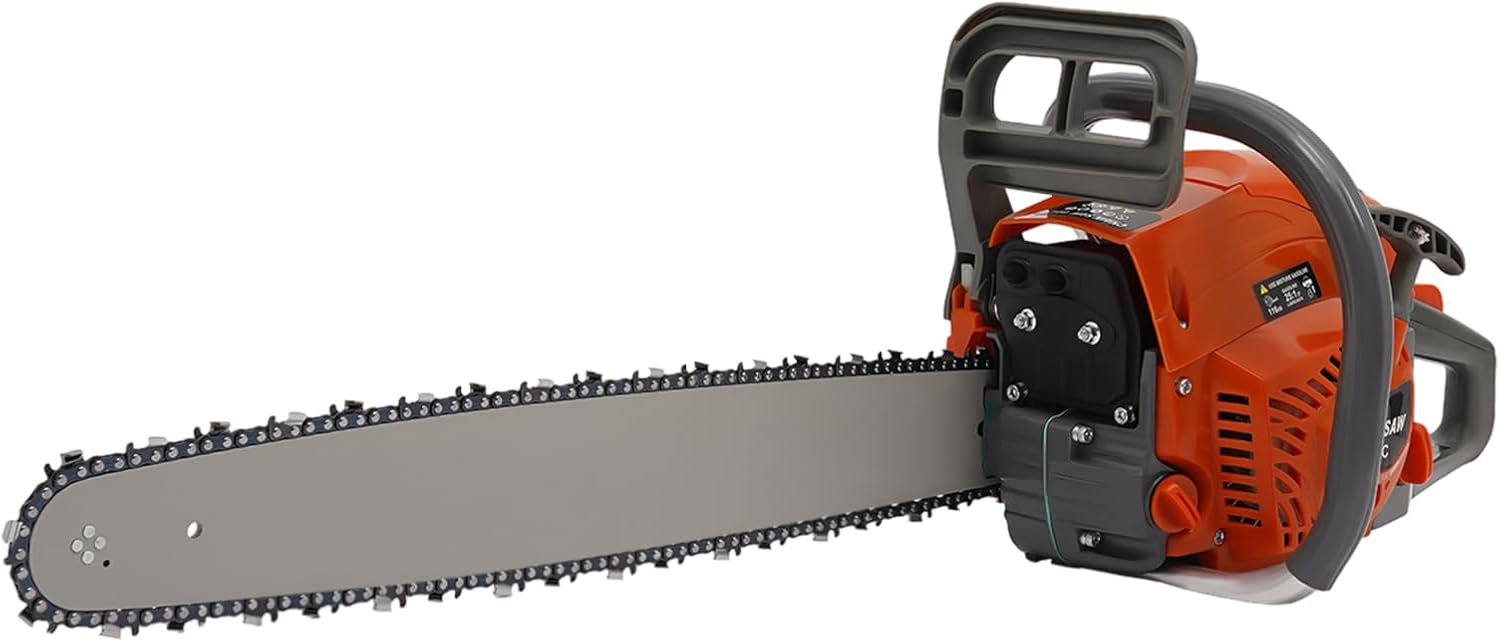 60cc Gas Powered Chainsaw with 22inch Steel Chain for Tree Wood Cutting - Handheld Petrol Chainsaw